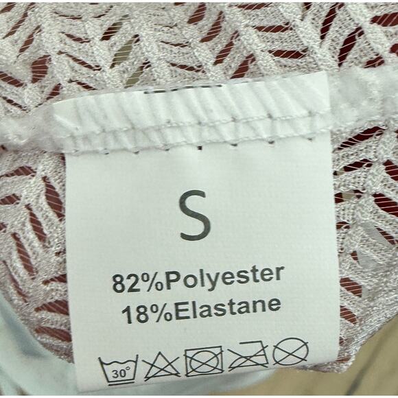 Women's Swim Cover‎ Up Dress Size S White Mesh 2 pc Cutout Y2K Rave Beach Sheer - Picture 4 of 4